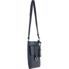 Ladies Navy Leather Cross Body Bag
