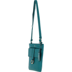 Ladies Dark Teal Leather Cross Body Bag