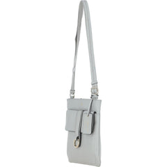 Ladies Light Grey Leather Cross Body Bag