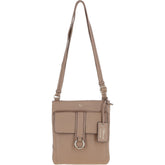 Ladies Deep Taupe Leather Cross Body Bag
