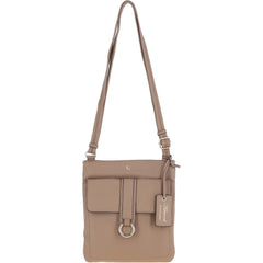 Ladies Deep Taupe Leather Cross Body Bag
