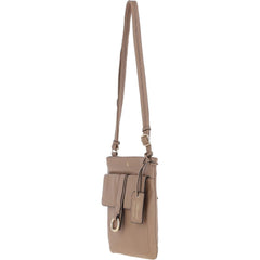 Ladies Deep Taupe Leather Cross Body Bag