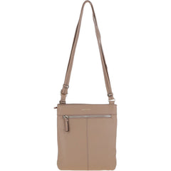 Ladies Deep Taupe Leather Cross Body Bag