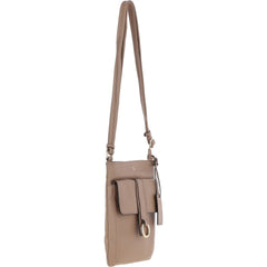 Ladies Deep Taupe Leather Cross Body Bag