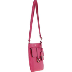 Ladies Hot Pink Leather Cross Body Bag
