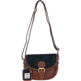 Ladies Tan Leather & Harris Tweed Saddle Bag