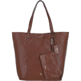Ladies Cognac Leather Shopper Tote Bag & Detachable Clip Pouch