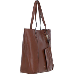 Ladies Cognac Leather Shopper Tote Bag & Detachable Clip Pouch