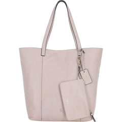 Ladies Beige Leather Shopper Tote Bag & Detachable Clip Pouch