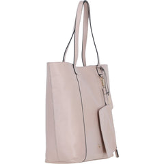 Ladies Beige Leather Shopper Tote Bag & Detachable Clip Pouch
