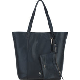 Ladies Black Leather Shopper Tote Bag & Detachable Clip Pouch