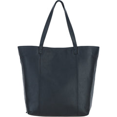 Ladies Black Leather Shopper Tote Bag & Detachable Clip Pouch