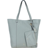 Ladies Sage Leather Shopper Tote Bag & Detachable Clip Pouch
