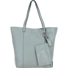 Ladies Sage Leather Shopper Tote Bag & Detachable Clip Pouch