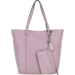Ladies Rose Leather Shopper Tote Bag & Detachable Clip Pouch