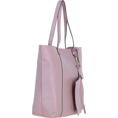 Ladies Rose Leather Shopper Tote Bag & Detachable Clip Pouch
