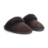 Womens Brown Genuine Sheepskin Mule Slippers: Luna