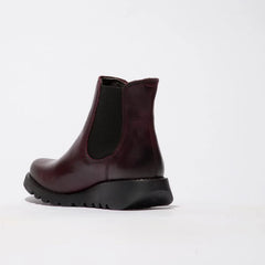 Fly London - SALV Women's Red Leather Wedge Chelsea Boots