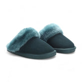 Womens Green Genuine Sheepskin Mule Slippers: Luna