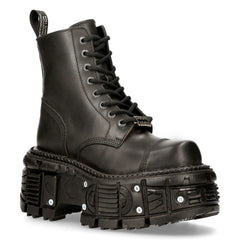 NEW ROCK - TANK083-C1 - Black Lace Up Combat Boots