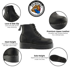 Grinders - Charlie ACS Black Leather Lace Up Ankle Boots