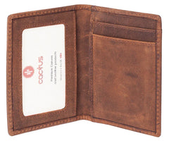 Cactus Buff Brown Leather Card & ID Wallet with RFID