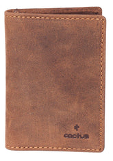 Cactus Buff Brown Leather Card & ID Wallet with RFID