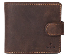 Cactus Buff Brown Leather Large Tab Wallet with RFID