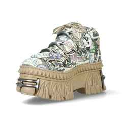 NEW ROCK - M-106WALL-C49 Dollar Bill Leather Platform Boots