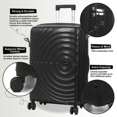Balranald Expandable Large Soft Shell Black Suitcase