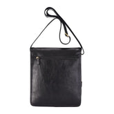 Black Leather Flap Over Cross Body Travel Bag