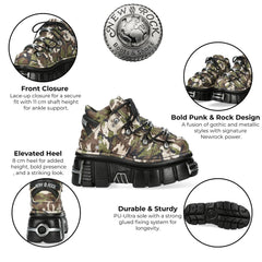 NEW ROCK - M-106-C169 Camouflage Leather Platform Boots
