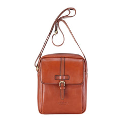 Deep Tan Vintage Leather Cross Body Travel Bag