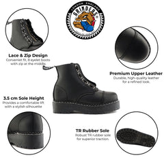 Grinders - Cameron ACS Black Leather Zip Up Ankle Boots