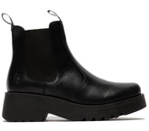 Fly London - MEDI789 Women's Black Leather Platform Heel Chelsea Boots