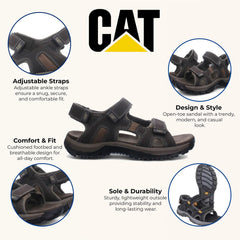 Caterpillar - Men's Giles Dark Brown Leather Sandals