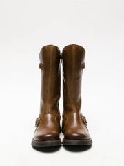 Fly London - MES 2 Women's Camel Leather Mid-Calf Wedge Platform Boots