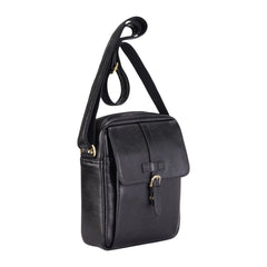 Black Vintage Leather Cross Body Travel Bag