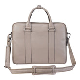 Warm Grey Vintage Leather Laptop Messenger Briefcase With Detachable Shoulder Strap