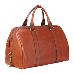 Deep Tan Vintage Leather Holdall With Detachable Shoulder Strap