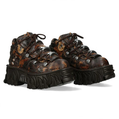 NEW ROCK - M-106-C194 Brown Flame Leather Platform Boots