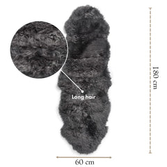 Large Silky Soft Charcoal Grey Genuine Sheepskin Rug