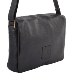 Tumble Brown Leather Flap Over Messenger Bag