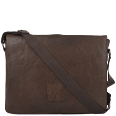 Brown Leather Flap Over Messenger Bag