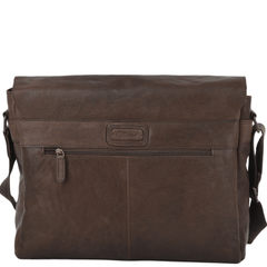 Brown Leather Flap Over Messenger Bag