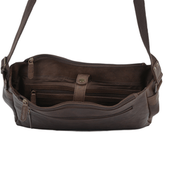 Brown Leather Flap Over Messenger Bag