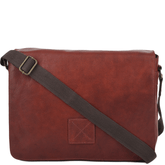 Cognac Leather Flap Over Messenger Bag