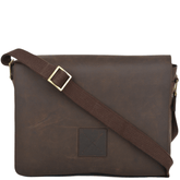 Mud Brown Leather Flap Over Messenger Bag