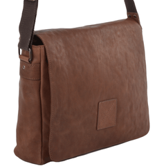 Tan Leather Flap Over Messenger Bag