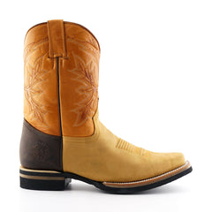Grinders - El Paso-Tan and Brown Leather Cowboy / Western Style Boots